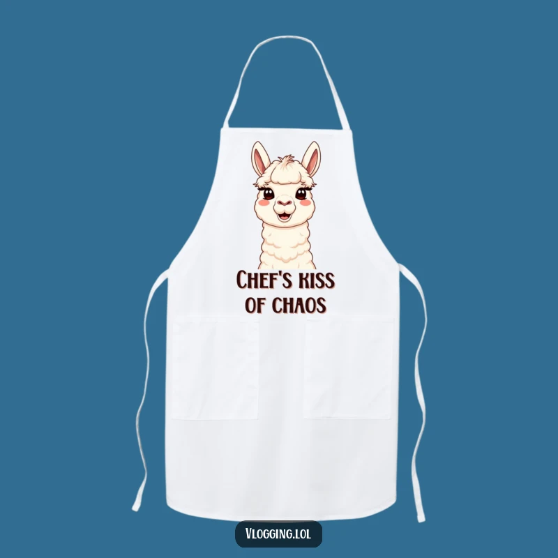 Funny Content Llama Apron: Cook Up Laughs with a Silly Creative Face!