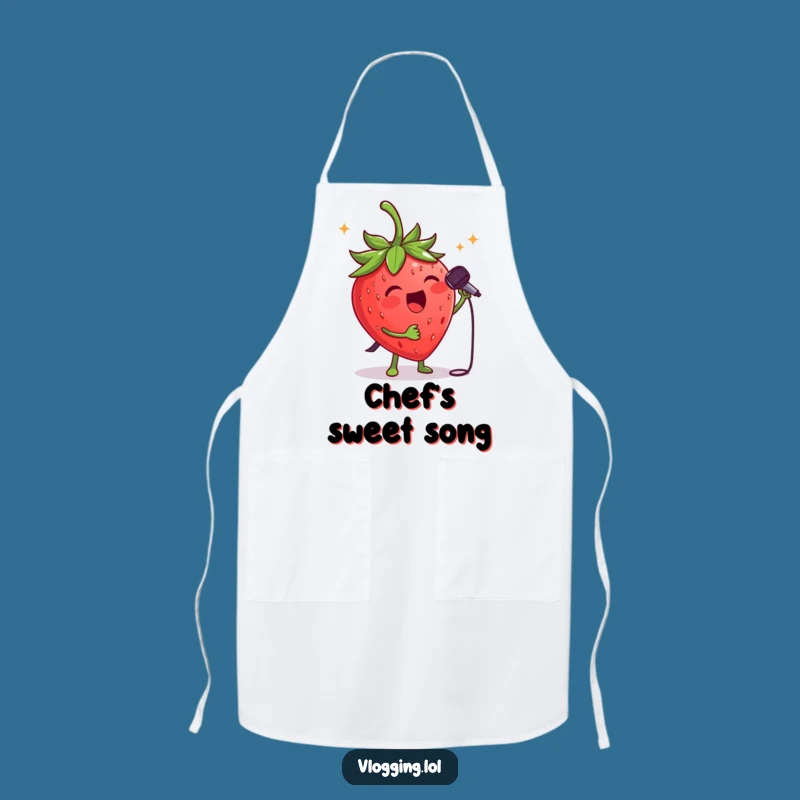 Funny Strawberry Singer Apron: Cook Up a Hit with This Fruity Rockstar Design