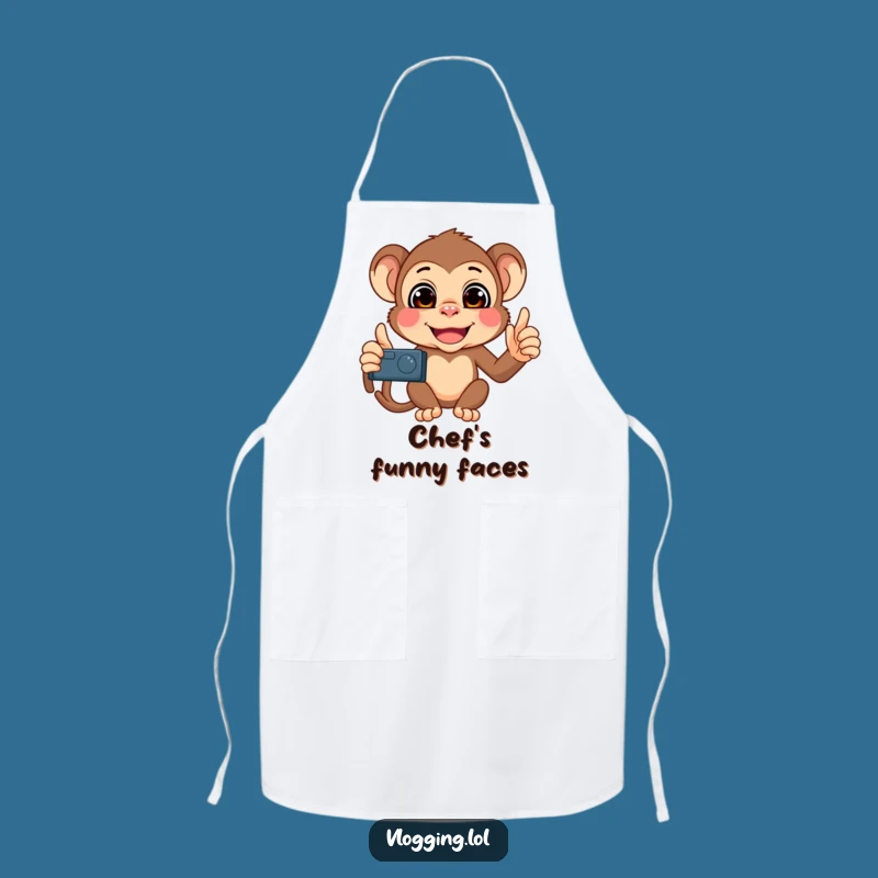 Funny Chef Monkey Apron: Mischievous Monkey Filming Funny Faces in the Kitchen!
