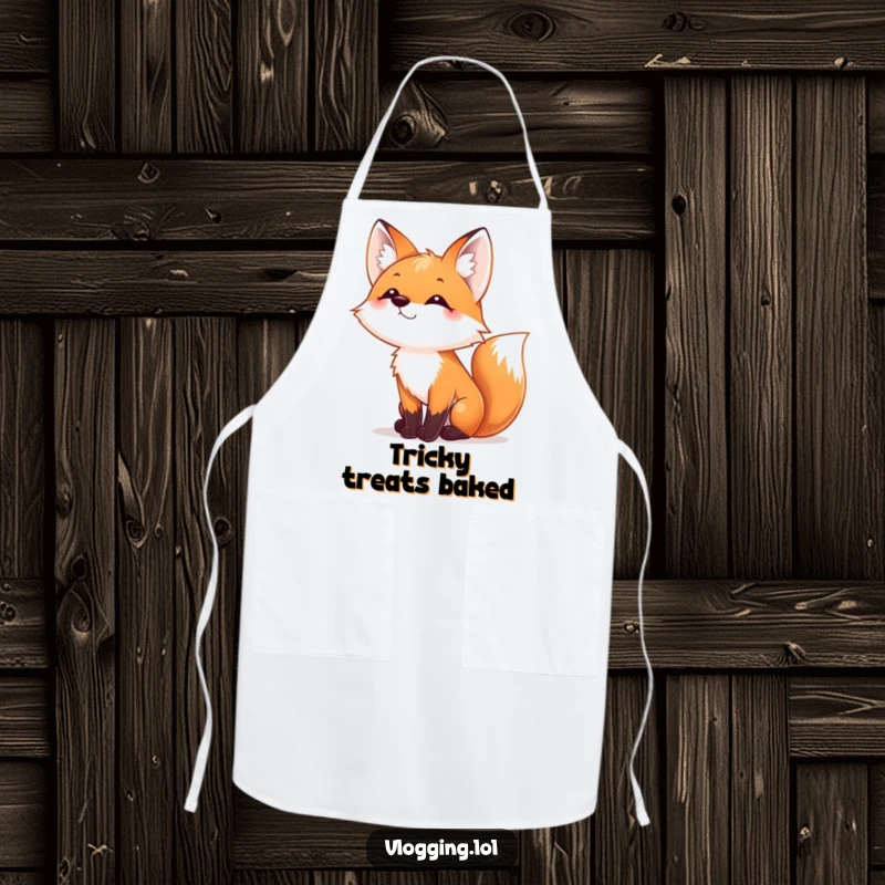 Funny Fox Apron: A playful fox wiggles its nose cheekily, adding a touch of fun to cooking.
