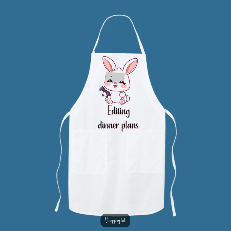Funny Rabbit Editor Apron: Focused Expression, Kitchen Creativity Gift