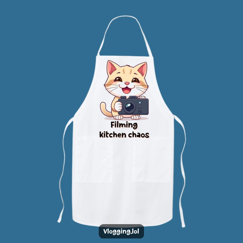 Funny Vlogging Cat Apron: Film Your Kitchen Creations with Joy