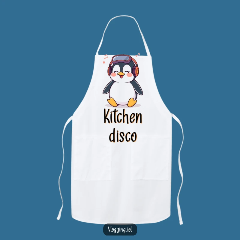 Funny Penguin Apron: Kitchen Vlogger Music Fun, Perfect Funny Gift!