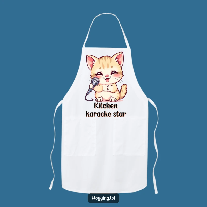 Funny Giggling Kitten Microphone Apron: Cook and Sing with Joyful Flair