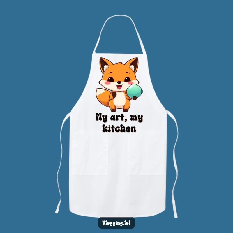 Funny Cooking Fox Apron - Colorful Object Chef, Humorous Kitchen Wear Gift