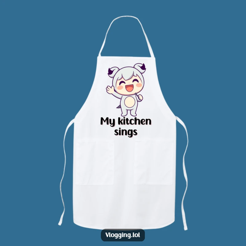 Funny Stage Chef Apron: Happy Character Mic Waving, Fun Funny Cooking Gift