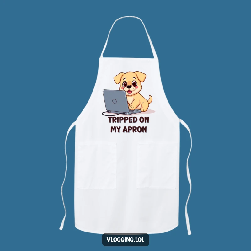 Funny Surprised Puppy Apron: Hilarious Vlogger Chef for Content Chaos