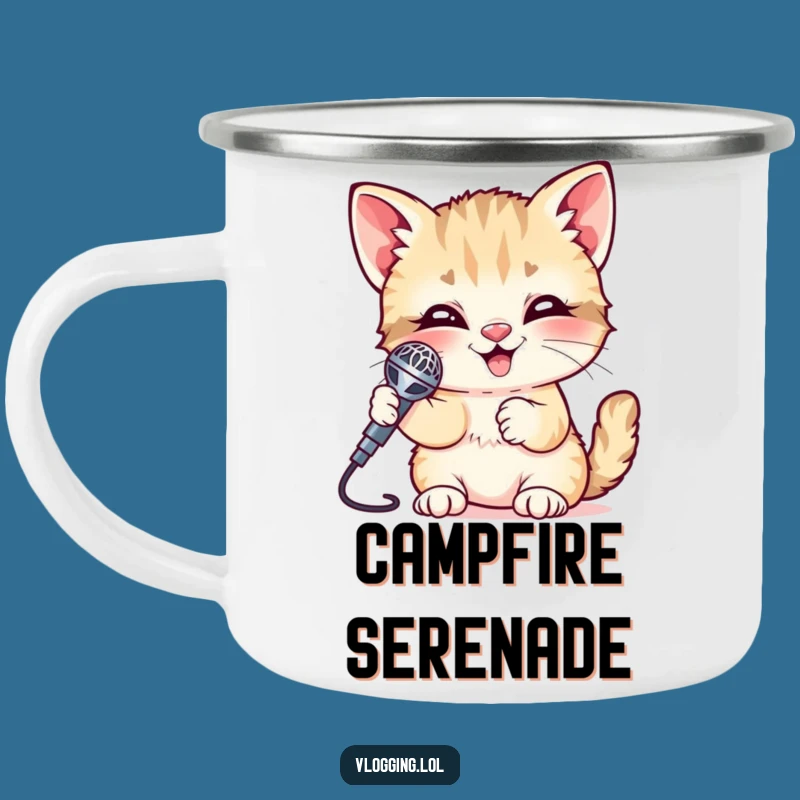Funny Giggling Kitten Microphone Camping Mug: Sing Around the Campfire with Joy