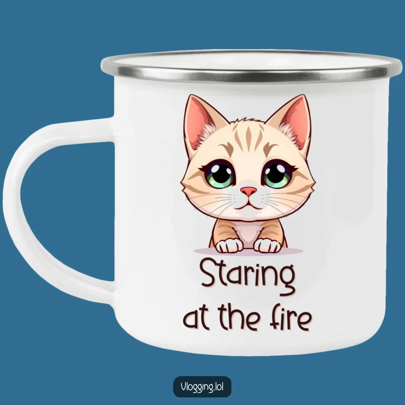 Funny Cat Camping Mug: Screen Staring Adventure Buddy, Perfect Gift!