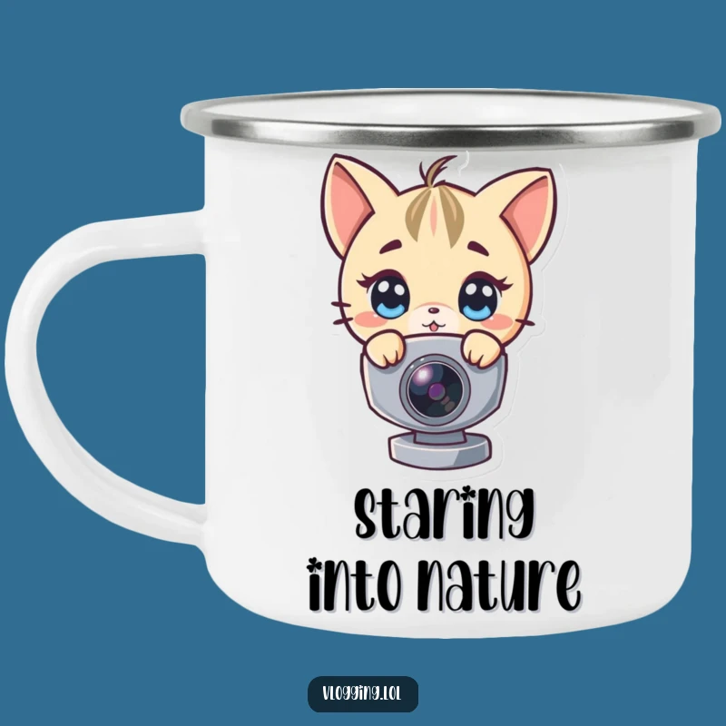 Funny Curious Webcam Peeker Camping Mug: Adventure with a View Funny Gift