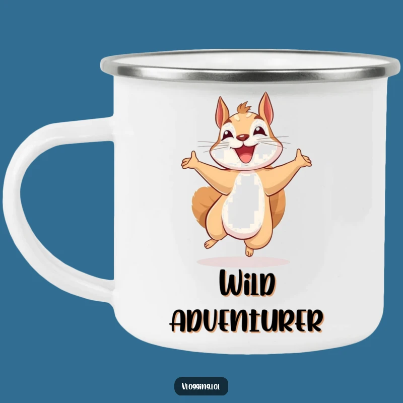 Funny Excited Squirrel Camping Mug: Recording Adventure - Outdoor Funny Gift for Hikers