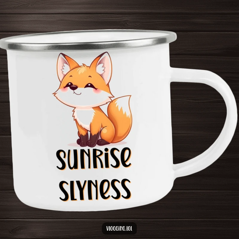 Funny Fox Gamer Camping Mug: A playful fox wiggles its nose, adding charm to outdoor beverage enjoyment.