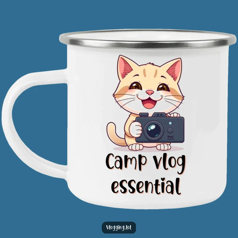 Funny Vlogging Cat Camping Mug: Capture Adventures with Joy