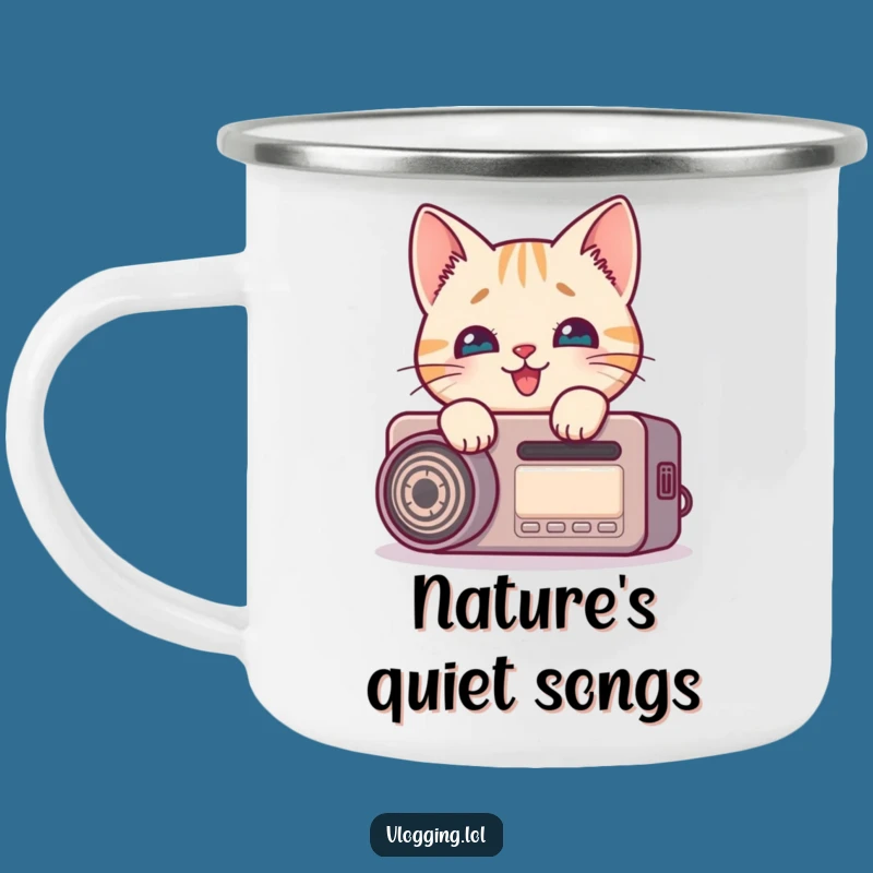 Funny Cat Recording Camping Mug - Hilarious Outdoor Creator Gift