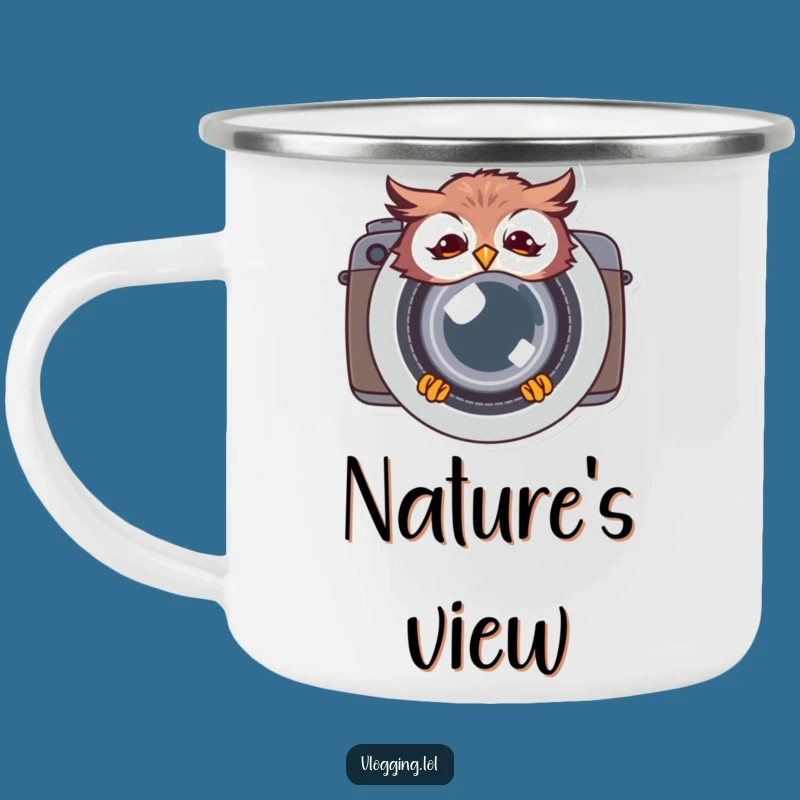 Funny Giggling Owl Camping Mug: Camera Lens Laugh - Outdoor Funny Gift for Hikers