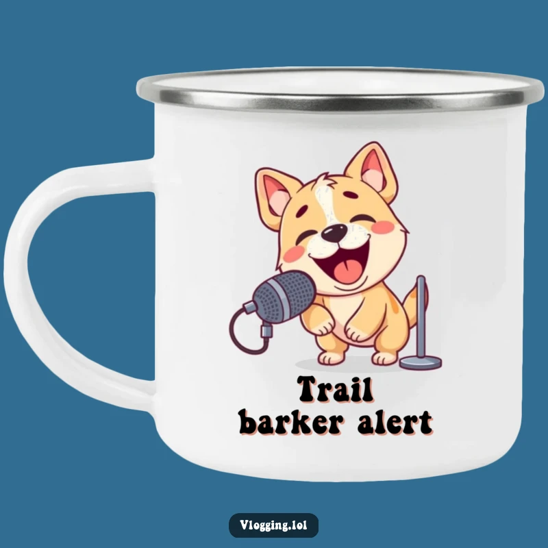 Funny Dog Barking Camping Mug: Enthusiastic Mic Outdoor Cup