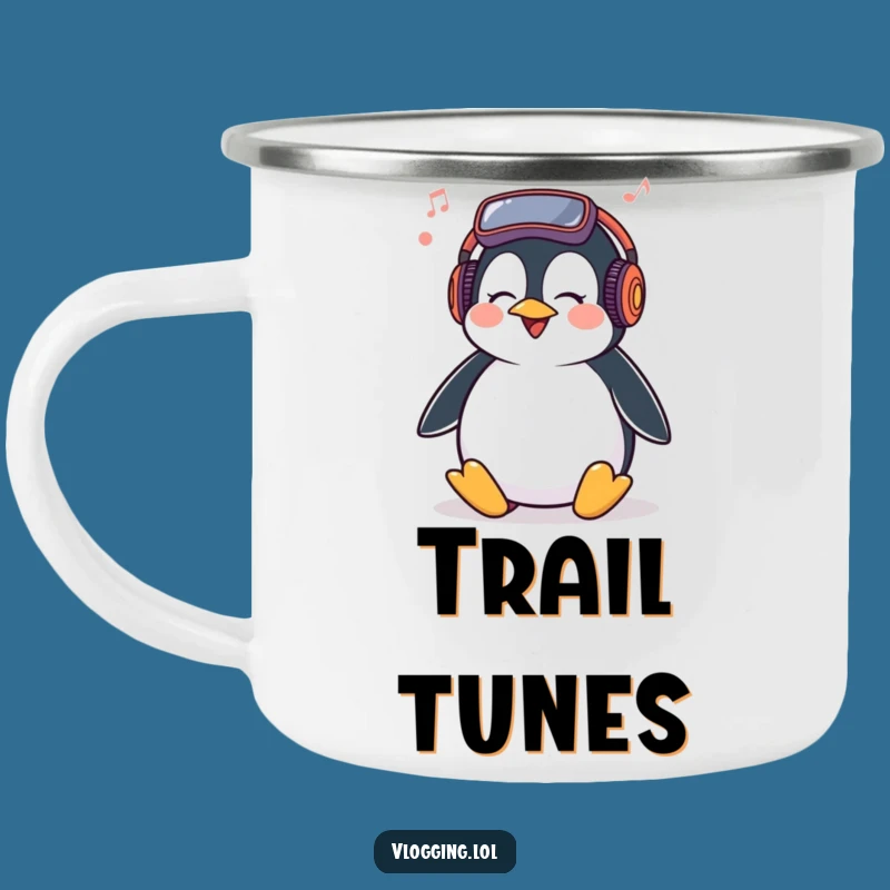 Funny Penguin Camping Mug: Vlogger Music Buddy, Perfect Funny Gift!
