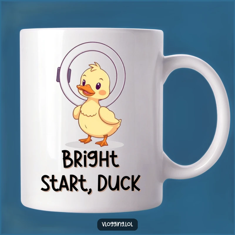 Funny Wobbly Duck Ring Light Mug: Balancing Act - Perfect Funny Gift for Influencers