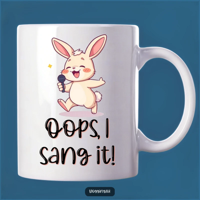 Funny Bunny Mic Drop Mug - Hilarious Tripping Singer, Perfect Comedic Gift