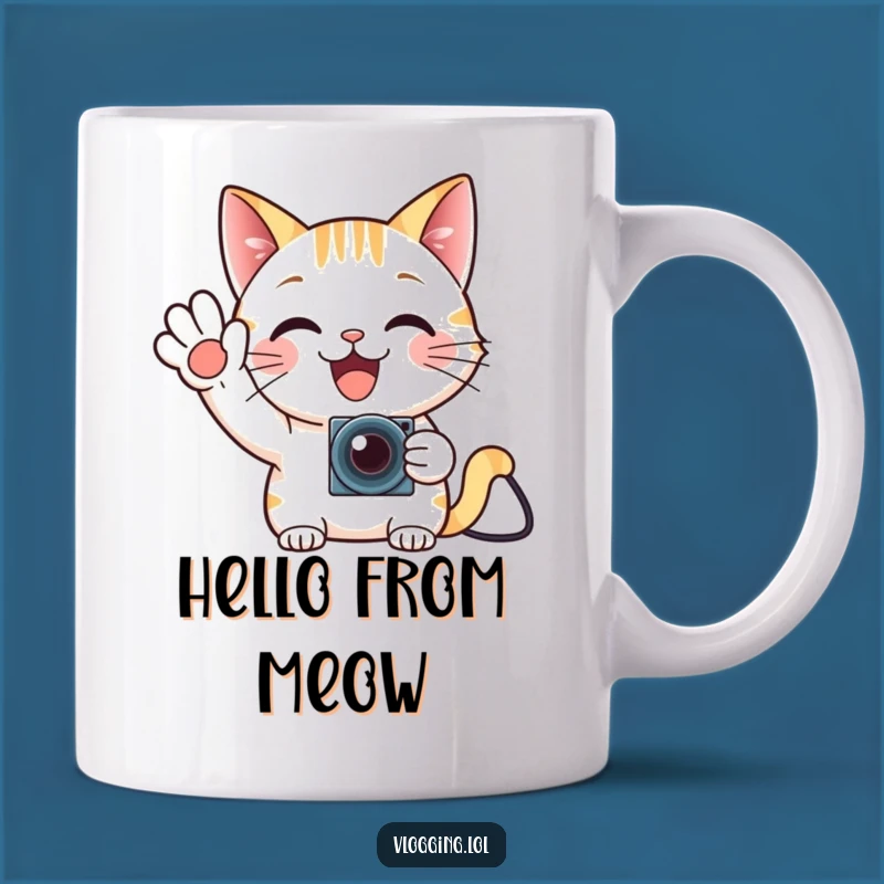 Funny Cat Gamer Mug - Enthusiastic Waves for Adorable Fans