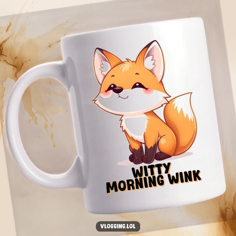 Funny Fox Mug: A playful fox playfully wiggles its nose directly at the viewer, with a cheeky expression.