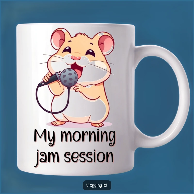 Funny Hamster Rockstar Microphone Mug - Perfect Humorous Gift for Music Lovers