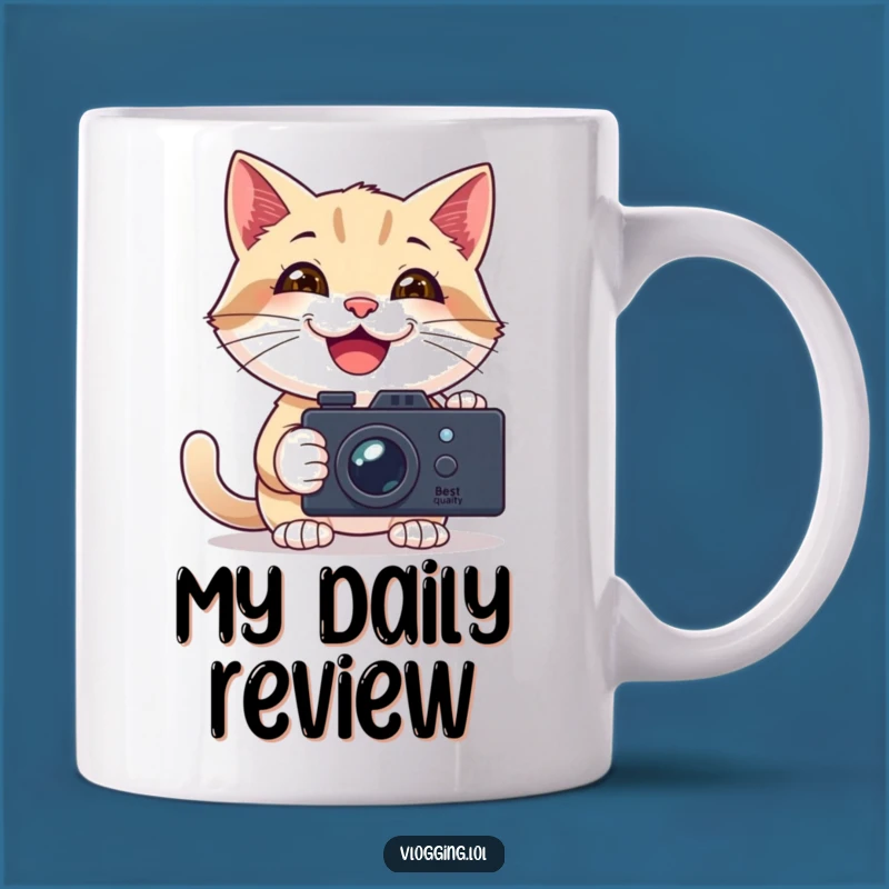 Funny Vlogging Cat Mug: Capture Your Day with This Cheerful Gift