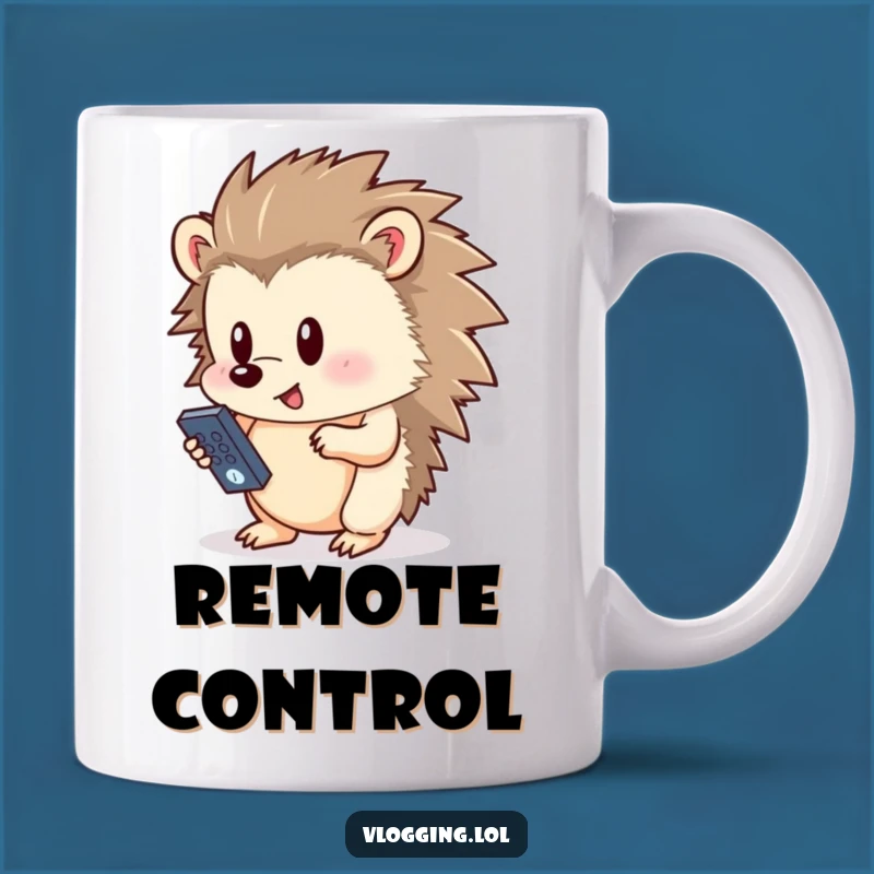 Funny Hedgehog Remote Control Mug: Button Pressing Fun - Perfect Funny Gift for Techies