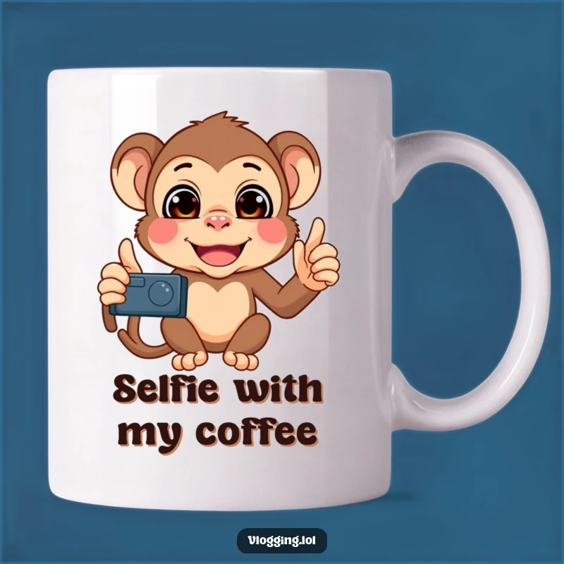 Funny Monkey Selfie Mug: Mischievous Monkey Filming Funny Faces, Perfect Funny Gift!