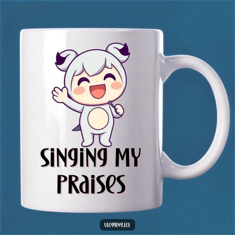 Funny Star Performer Mug: Happy Character Mic Waving, Perfect Funny Gift for Singers