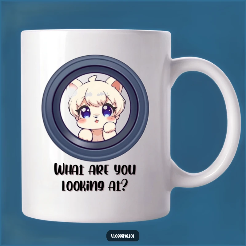 Funny Curious Mug: Peeking Character, Perfect Gift for Photographers!