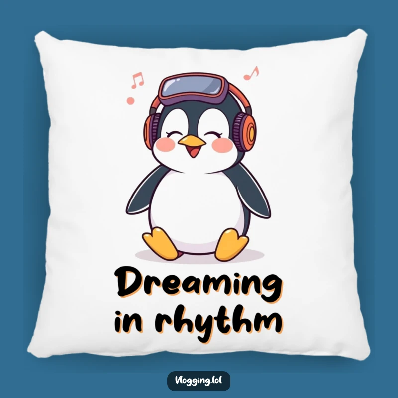 Funny Penguin Pillow: Cozy Vlogger Music Cushion, Perfect Funny Gift!