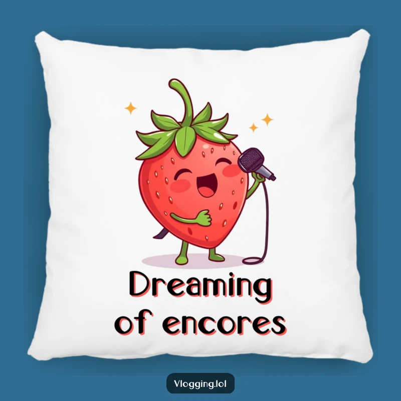 Funny Strawberry Singer Pillow: Snuggle with This Fruity Rockstar's Musical Charm