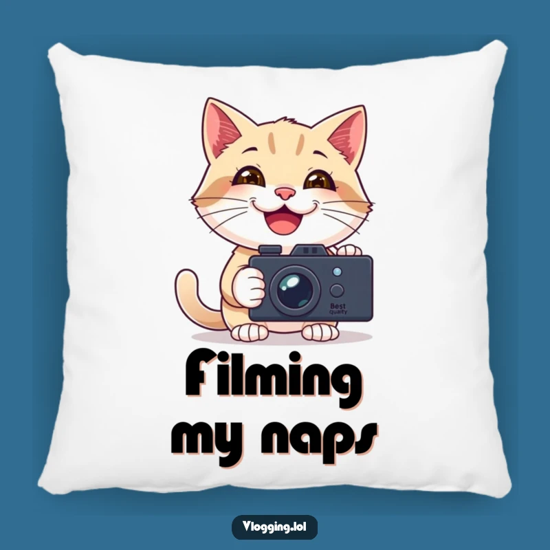 Funny Vlogging Cat Pillow: Cozy Comfort for Your Creative Space