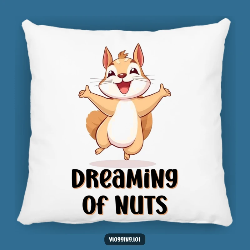 Funny Excited Squirrel Pillow: Recording Joy - Comfy Funny Gift for Cozy Creators