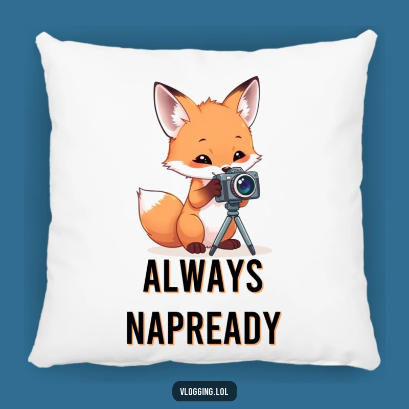 Funny Fox Photographer Pillow: Cuddle a Comedic Critter, Ultimate Cozy Gift