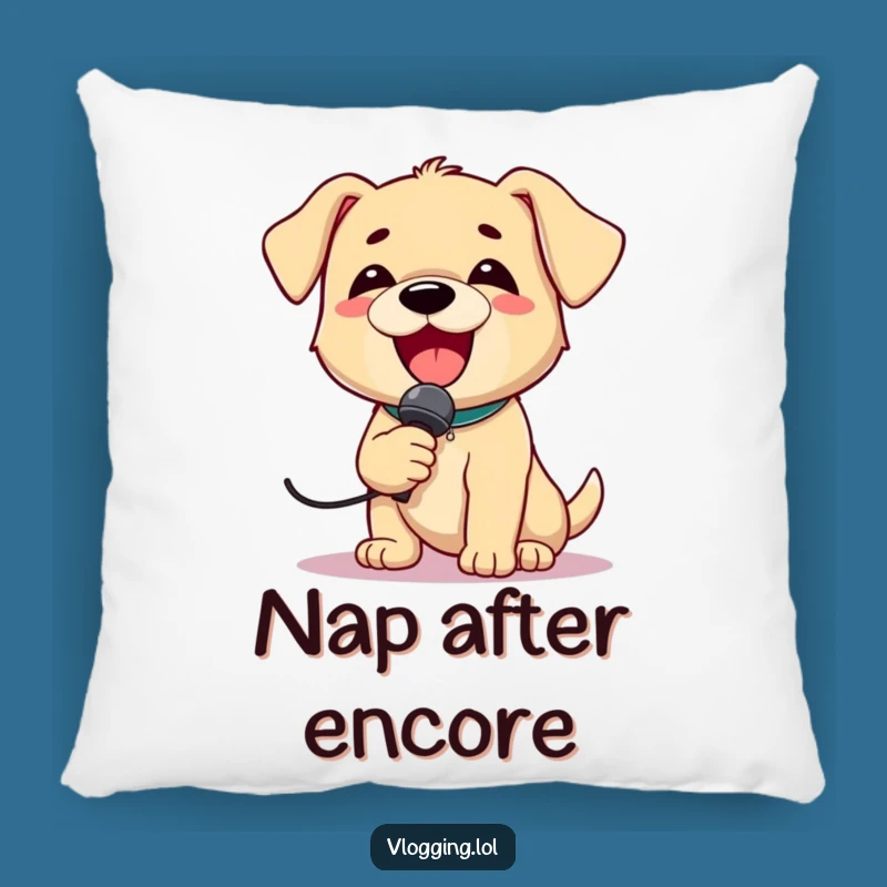 Funny Puppy Singer Pillow: Cozy Comfort with a Delighted Dog Performer!