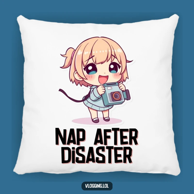 Funny Snapshot Pillow: Giggling Character Tripping, Soft Funny Cushion for Photographers