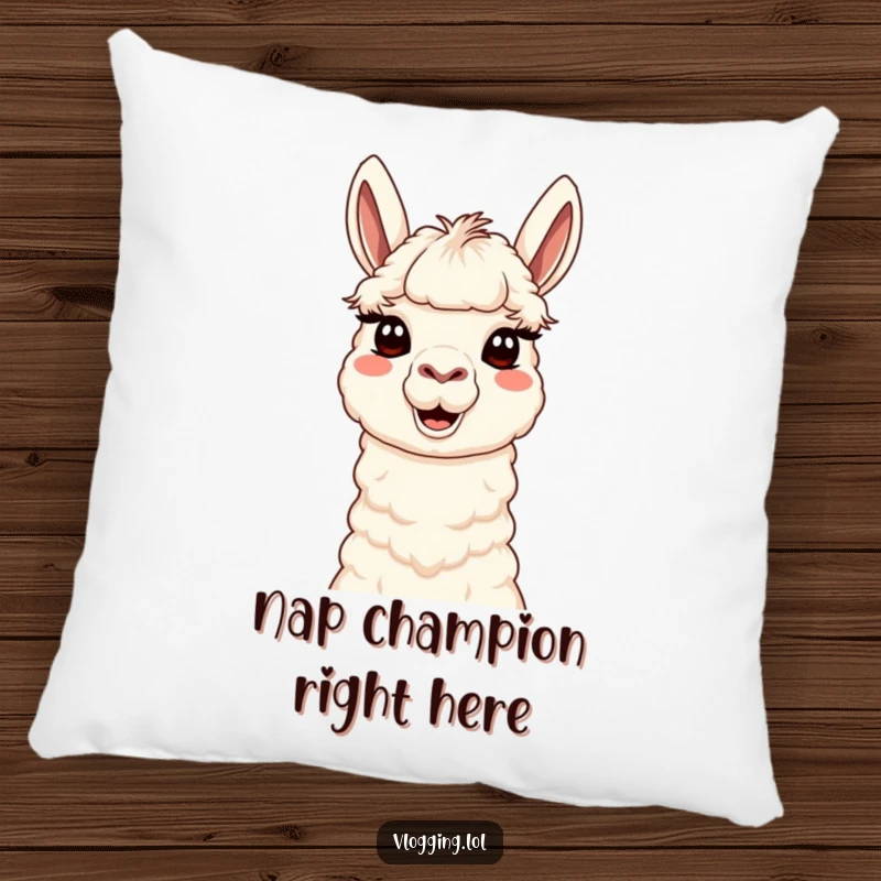 Funny Content Llama Pillow with a cute llama making a silly, humorous face, providing comfort and a touch of comedy.