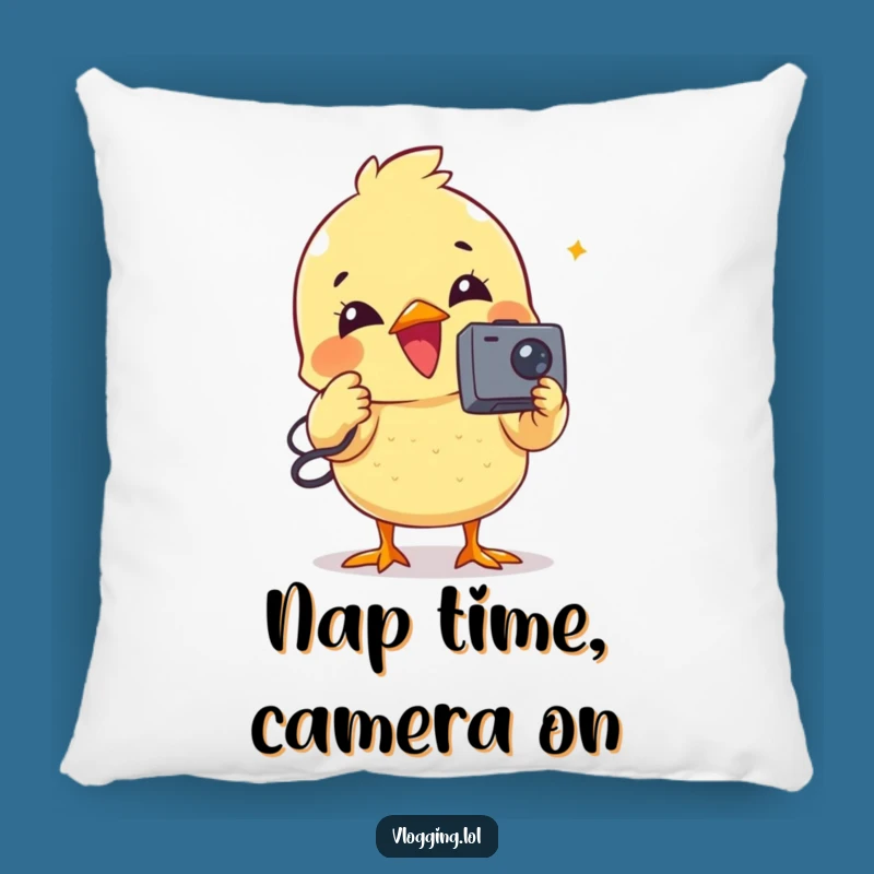 Funny Chick Vlogger Pillow - Cute Decorative Cushion, Perfect Gift