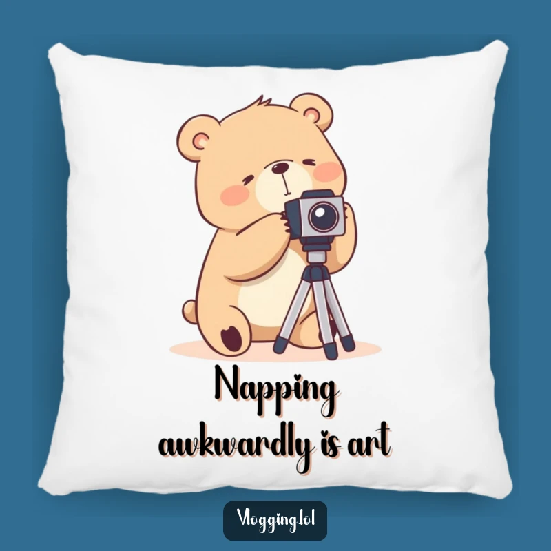 Funny Bear Photography Pillow: Cozy Comfort for Camera Fans!