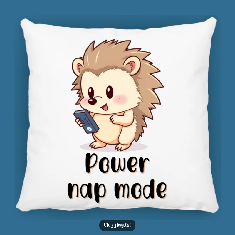 Funny Hedgehog Pillow: Remote Control Button - Comfy Funny Gift for Cozy Techies