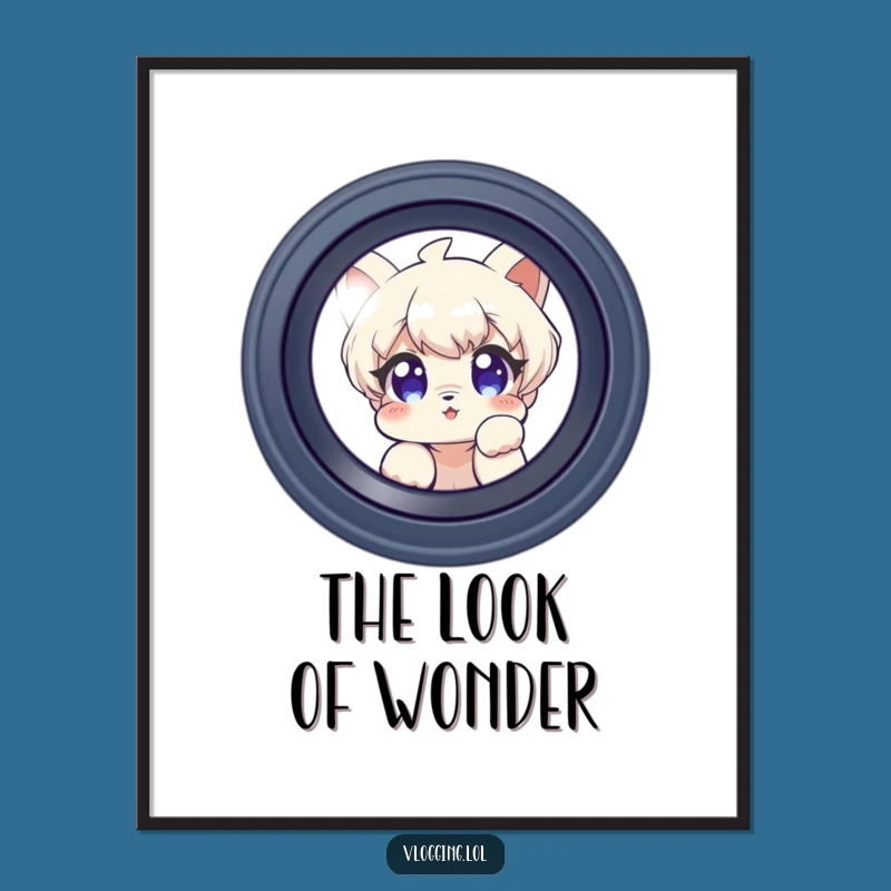 Funny Curious Art Print: Peeking Character Decor, Unique Gift!