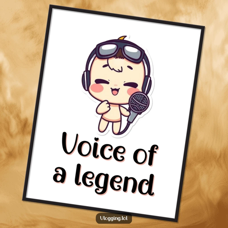 Funny digital art print of a character making an over-the-top funny face into a microphone, capturing pure comedic energy.