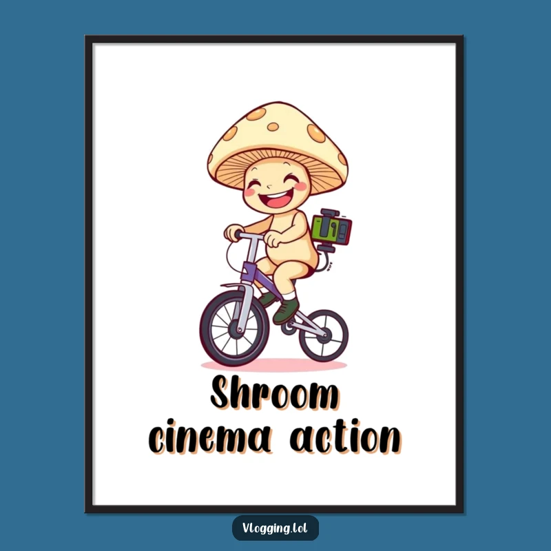 Funny Mushroom Unicyclist Digital Art: Bring This Fungi Filmer's Humor to Your Walls