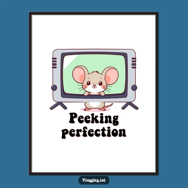 Funny Shy Mouse Gamer Digital Art - Instant Peek Gaming Print Gift