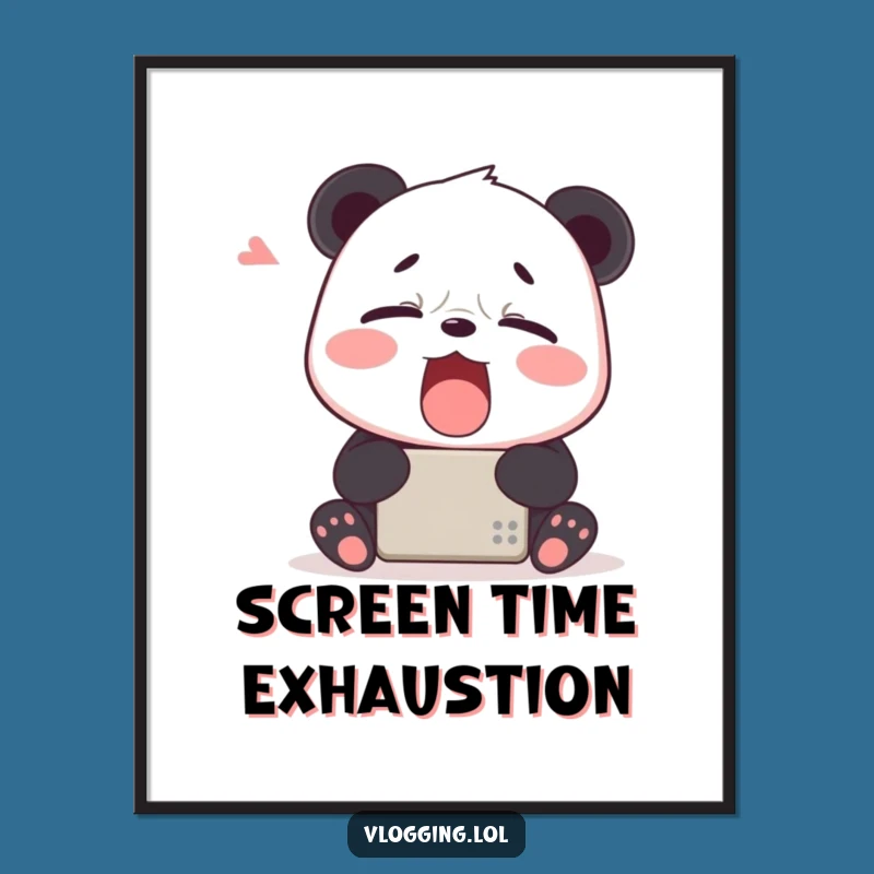 Funny Tired Panda Device Digital Print: Instant Sleepy Humor for Walls!