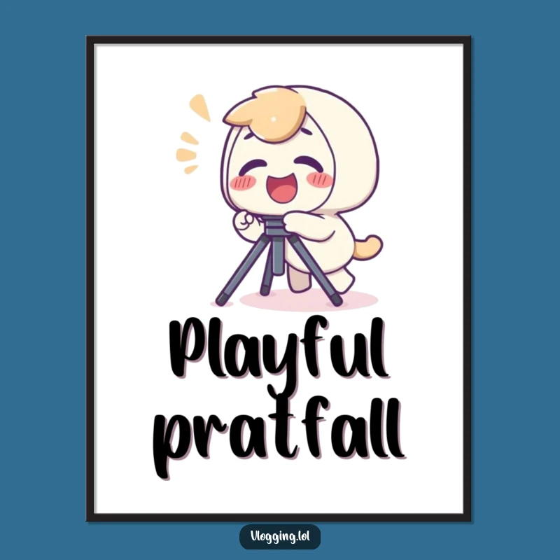 Funny Tripping Digital Art - Printable of Giggling Character Trip Over Tripod