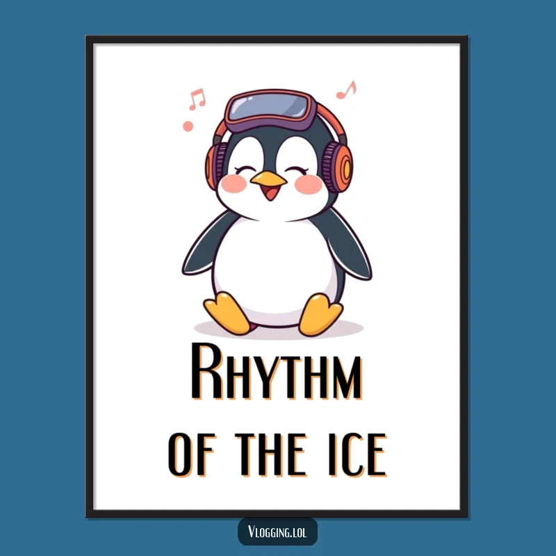 Funny Penguin Digital Art: Giggling Vlogger Print, Perfect Funny Gift!