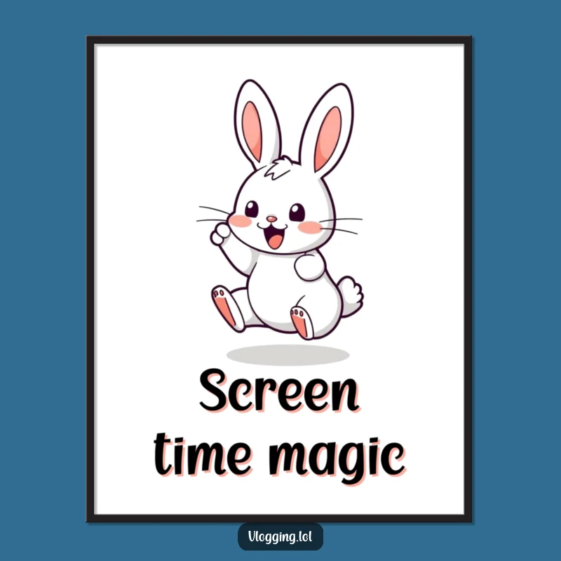 Funny Bouncing Bunny Screen Digital Print: Instant Tech Humor for Walls!